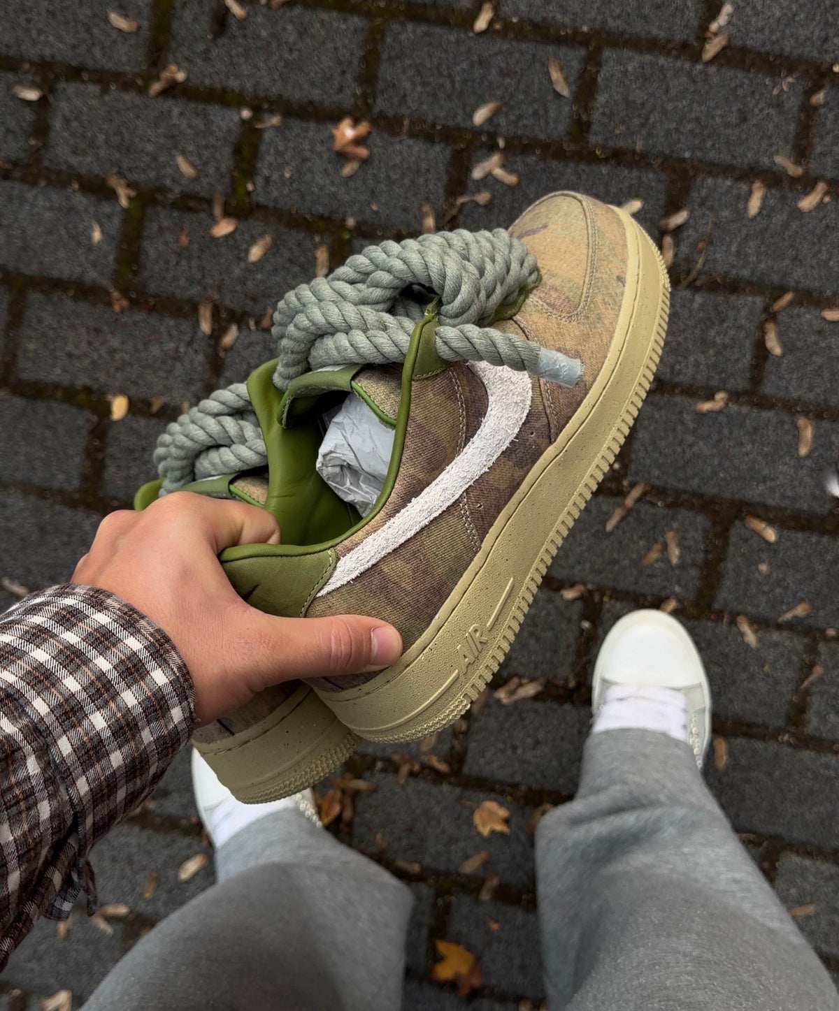 NIKE AIRFORCE CAMO ASPARAGUS X ROPE LACES