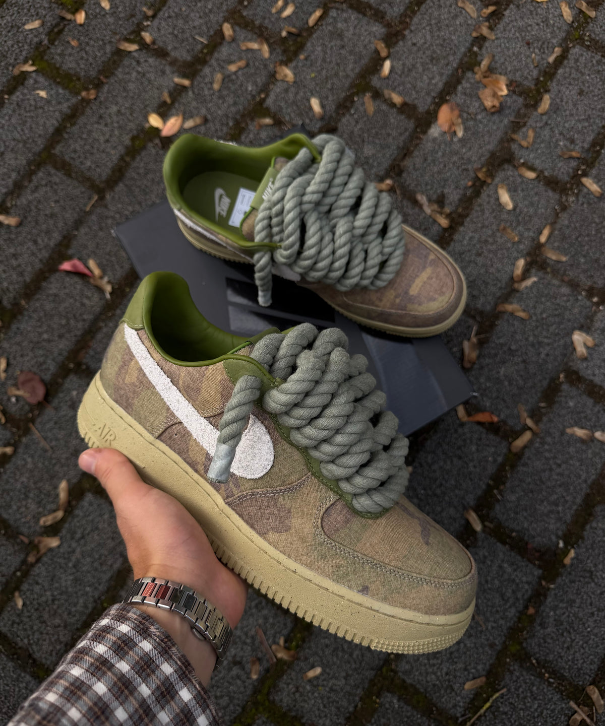 NIKE AIRFORCE CAMO ASPARAGUS X ROPE LACES