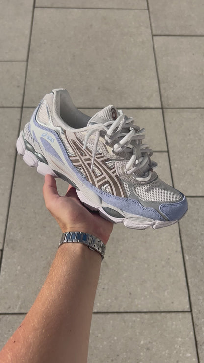 ASICS GEL NYC CREME/ CLOUD GREY BLUE X DOUBLE LACES